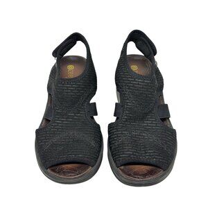 BZees Dream Black Slingback Wedge Sandals Lightweight Stretch Women 6.5M Stylish